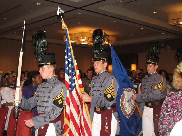 IMG_6632.JPG - As is traditional, the ‘Presentation of the Colors’ with a special flare provided by the Key Club at Fishburne Military Academy Color Guard doing the honors.  This was followed by the Pledge of Allegiance to the Flag and singing of our National Anthem.  It was the proper way to open this weekend celebration.  Good job!