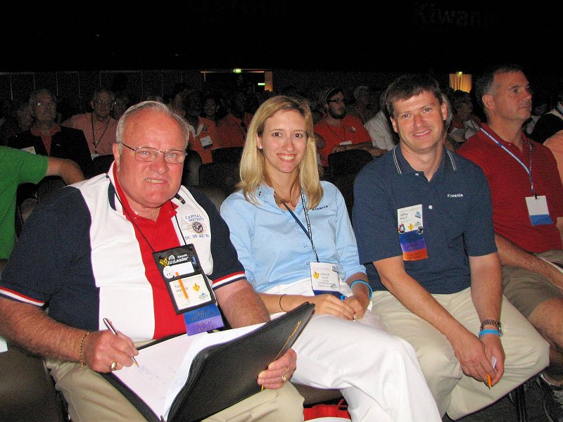 IMG_2876.jpg - Back to the Business Session - Reports On KI to the membership.   Capital District Tom Varner, Jen and Governor Elect Jeff Wolff are ready.