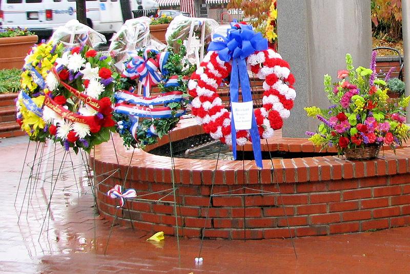 IMG_5427.jpg - The Wreathes stand ready to be presented by almost twenty respectful organizations at Veteran’s Park.