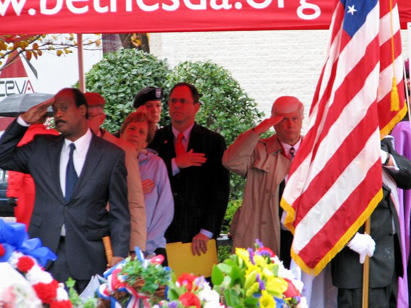 IMG_5512.jpg - As the Colors are retired, salutes by Montgomery County Executive Ike Leggett and M.C. Bob Cressy.