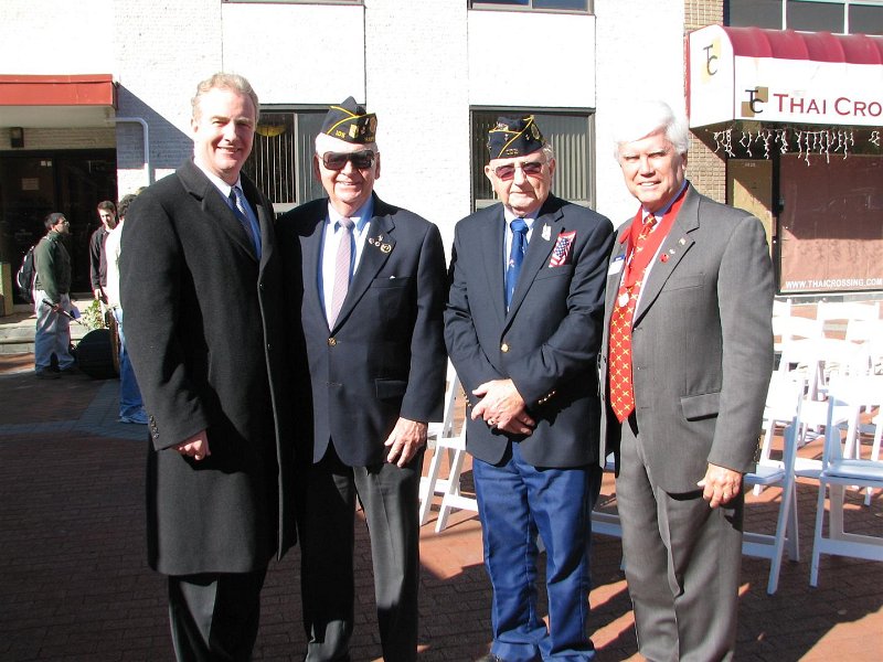 IMG_0040.JPG - Congressman Chris Van Hollen, American Legion Fitzgerald Cantrell Post # 105 Commander Bob Waters and Post Chaplin Clarence Mayberry and Master of Ceremonies Bob Cressy.