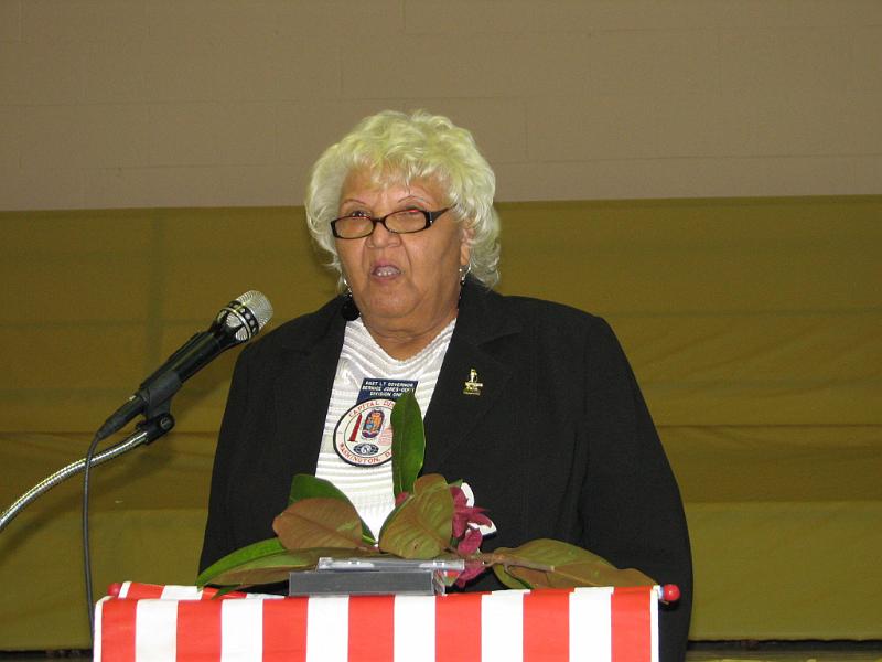 IMG_6039.JPG - Capital District Foundation Trustee for Division One, PLG and Past Club President Bernice Oden recognizes and thanks the many Kiwanis Clubs and members in attendance.  Your are welcome.