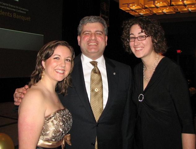 IMG_6471.JPG - Saturday evening is always the BIG night for the Governor’s (CKI and Kiwanis) Banquet and this time also for an address by the President of Kiwanis International, Paul Palazzolo.  Many asked to have photos taken with him and we show a few.  It’s like Kiwanis’ night with a star, Paul, who is also a club member just like all of us.  This is Sarah Smith, CKI Susquehanna Division, President Paul and Nicole McDermott, Tysons Kiwanis Club.