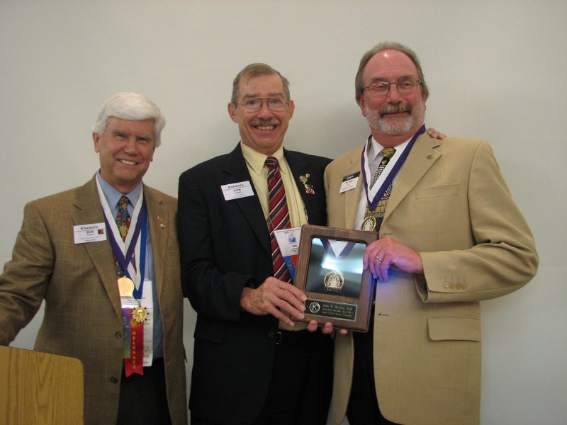 IMG_2037.JPG - Capital District Foundation Founders Society Membership presented to KI Trustee Button. (L to R) Past. Gov. Bob Cressy, Gov. Don Dudey, KI Trustee Dr. John Button.