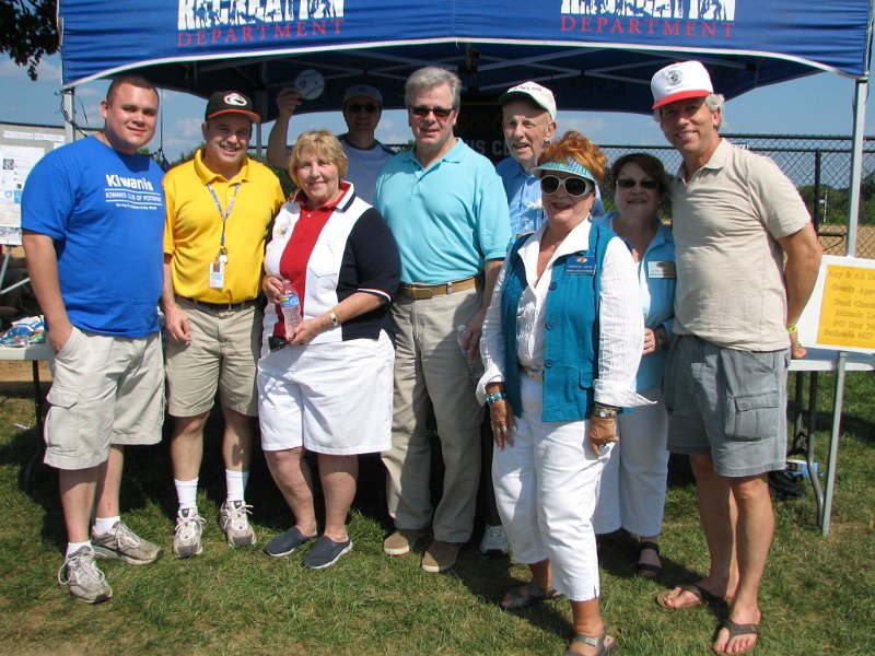 IMG_8907.JPG - The Miracle League project is a huge undertaking both in hands-on commitment and fund raising.  All clubs in Division 17, Montgomery County, Maryland, have pledged to help support the project beginning with a division wide fund raiser theatrical play with profits going to the Miracle League.  All hands on deck!  Left to Right:  Potomac President Aaron Ferrufino, PLG Betty Gardiner (Wheaton – Silver Spring), PP Jim Aylor (Bethesda), PLG Bernie Gardiner, Pat Tiede (Bethesda), LG Elect Joyce Sharon (W-SS), and PP Jeff Morrison (Bethesda).