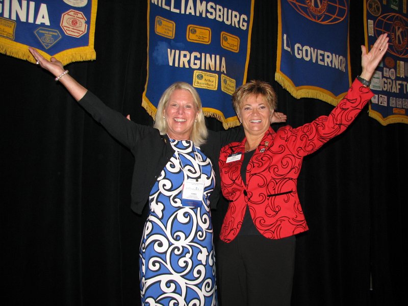 IMG_5127b.JPG - Convention Chair, Caren Schumacher, and KI Trustee Jane Erickson give a big "TA-DA"!