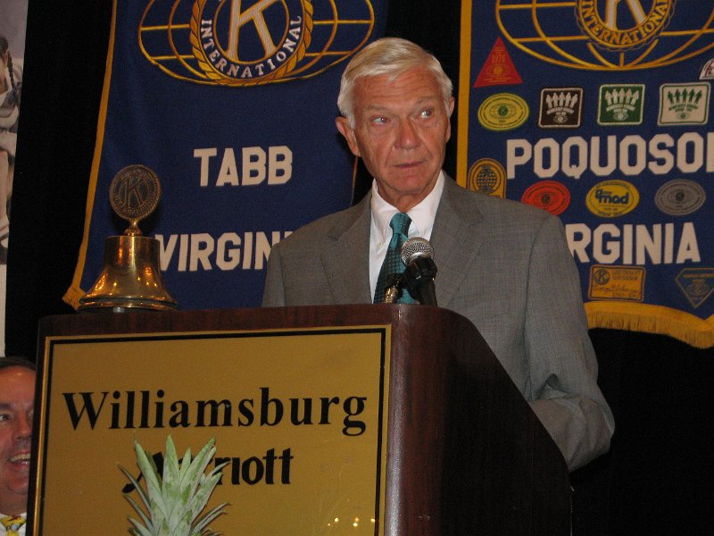 IMG_5131.JPG - Our Luncheon Speaker, W. Taylor Reveley, III, is the President of the College of William & Mary and was Dean of the Law School. He praised Kiwanians’ community service work especially as he knows it in the Williamsburg area and the emphasis on young children and young adults. Thank you for being with us.