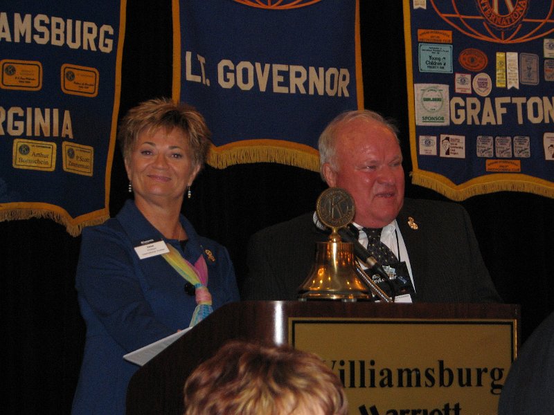 IMG_5303.JPG - Governor Tom and Jane Erickson share some light moments of thanks to each other on working together this convention.